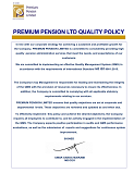 PREMIUM PENSION LIMITED RECEIVES CERTIFICATION OF QUALITY MANAGEMENT SYSTEM- ISO 9001 :2015